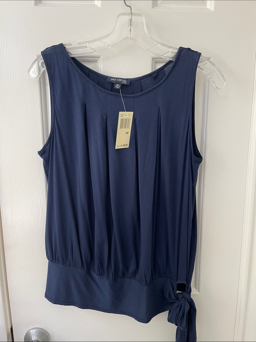 Max Edition Navy Sleeveless Tie-Hem Tank